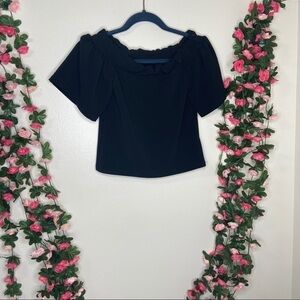 NWT Boohoo Black Crop Top Womens Blouse 2